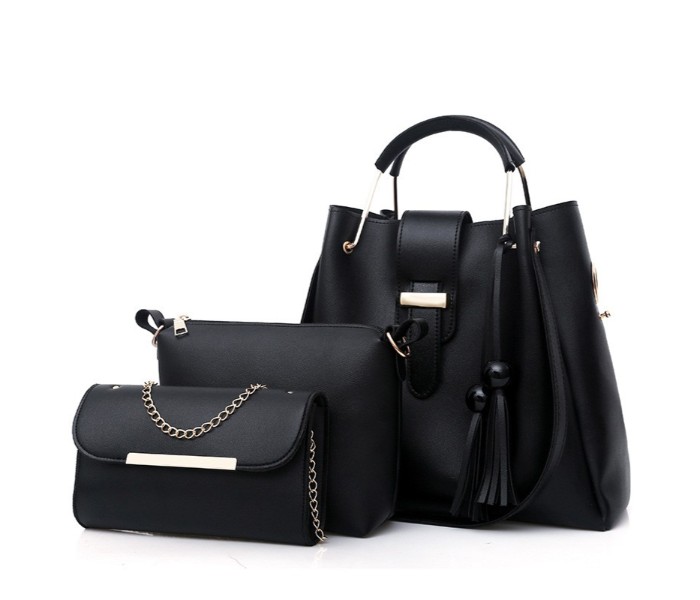 3 Piece Womens Wide Space Sling Bag Set SSB453 Black  - Zoom Image