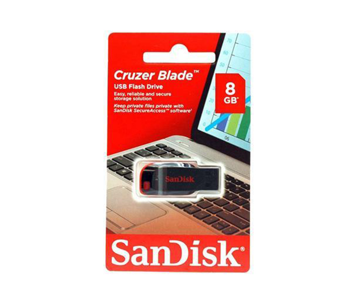 SanDisk SDCZ50-008G-B35 8GB Cruzer Blade USB 2.0 Flash Drive - Black & Red - Zoom Image 3