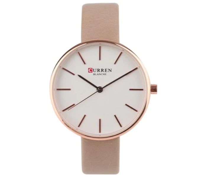 Curren 9042 Analog Quartz Watch For Women Beige and White - Zoom Image