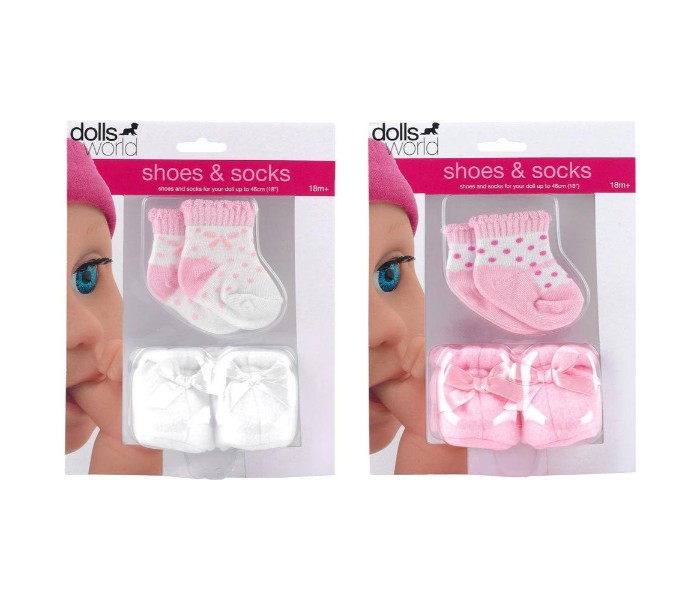 Dolls World 8710 46cm Shoes and Socks Set 2 Pcs White and Pink - Zoom Image 4