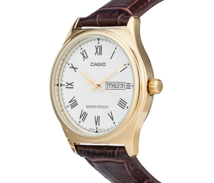 Casio MTP-V006GL-7BUDF (CN) Mens Analog Watch White and Brown - Zoom Image 1