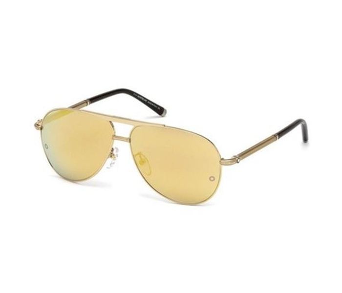 Mont Blanc MB 517S 30C Aviator Shiny Gold Frame & Gold Mirrored Sunglasses for Men - Zoom Image 1