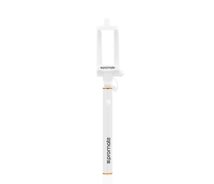 Promate Minipod Perfectly Foldable Extendable Selfie Stick Pole Wire Monopod with Remote Shutter, White - Zoom Image 7