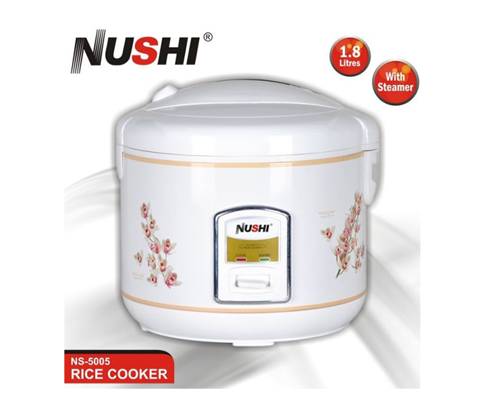 Nushi NS-5007 2 Litre Deluxe Rice Cooker with Steamer - White - Zoom Image 1