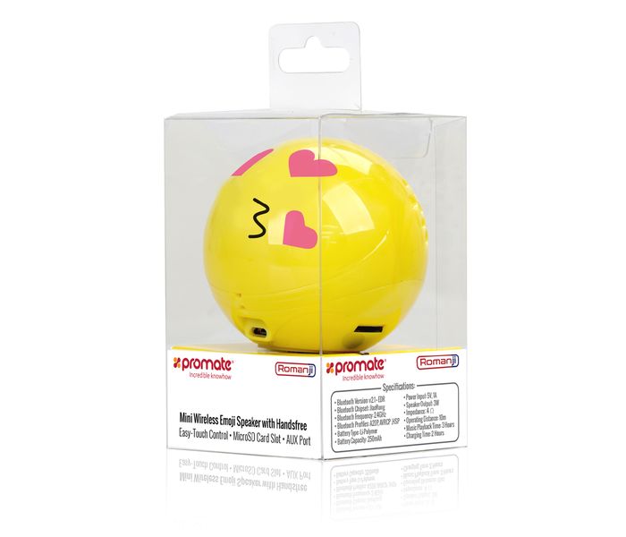 Promate Romanji Mini Wireless Emoji Speaker with Handsfree - Yellow - Zoom Image 6