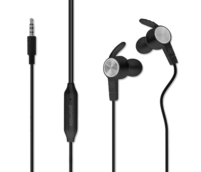 Promate Nirvana Universal Sporty Stereo Earphones with Inline Mic - Black - Zoom Image 5