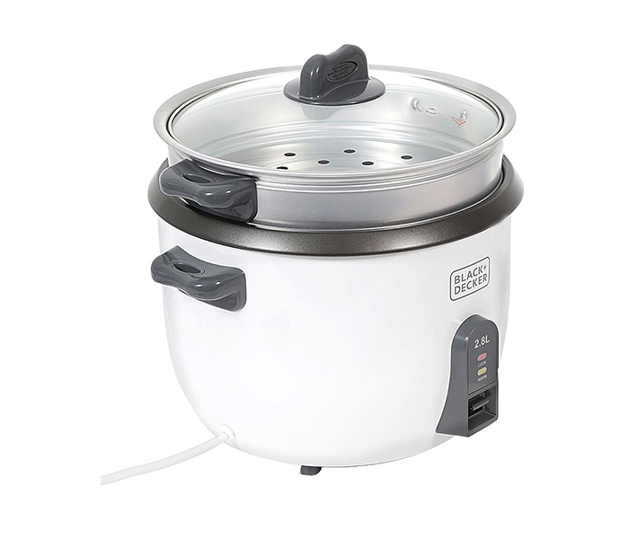 Black and Decker RC2850-B5 2.8 Litre Non Stick Rice Cooker with Glass Lid - White - Zoom Image 1