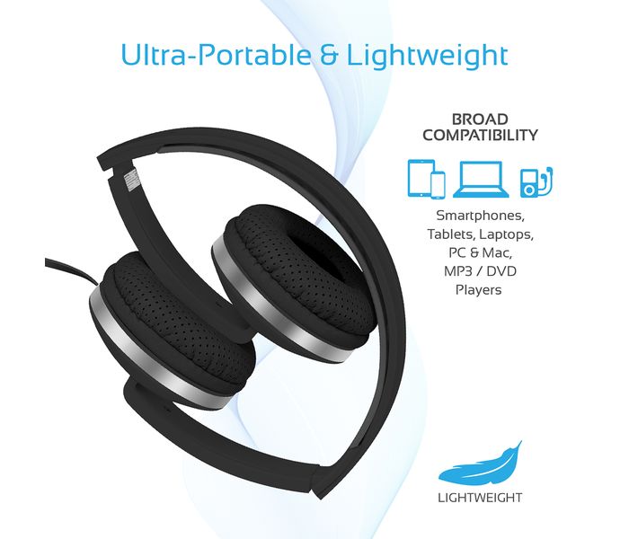 Promate Swing Dynamic On-Ear Stereo Headset with Hi-Fi Sound, Black - Zoom Image 3