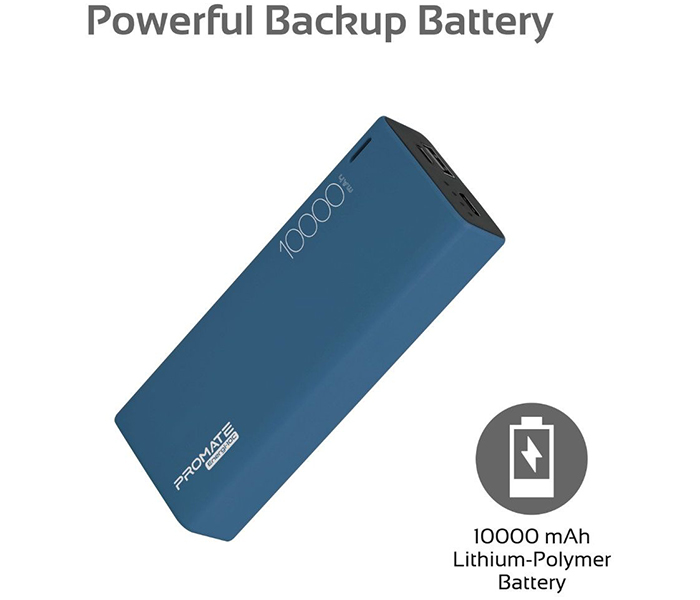 Promate ENERGI-10C 10000mAh High Capacity Lightweight Power Bank - Blue - Zoom Image 1