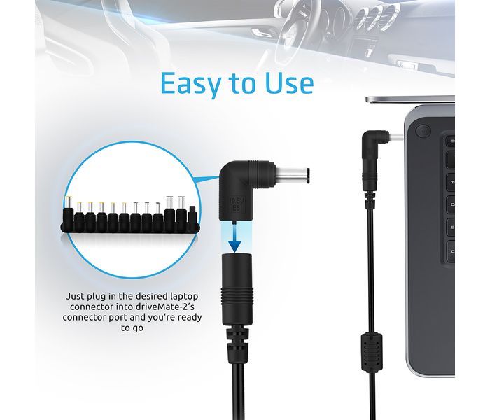 Promate Drivemate-2 90W Heavy Duty Universal Laptop Car Charger, Black - Zoom Image 4