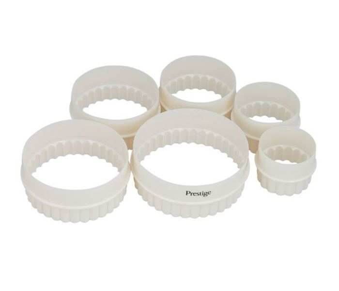 Prestige PR8051 6 Pieces Plastic Round Shape Biscuit Cutter Set, White - Zoom Image 3