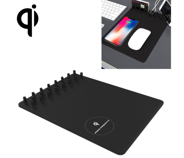 Wireless Qi Multi-function Holder Fast Charger Anti-Slip Mouse Pad Black - Zoom Image 3