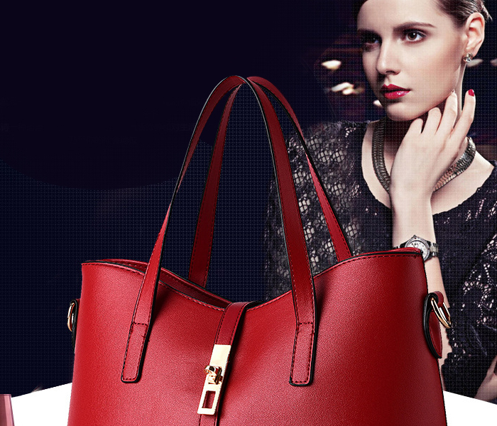 AKM AKM013 3PCS Rich Quality Womens Shoulder & Handbags - Red - Zoom Image 1