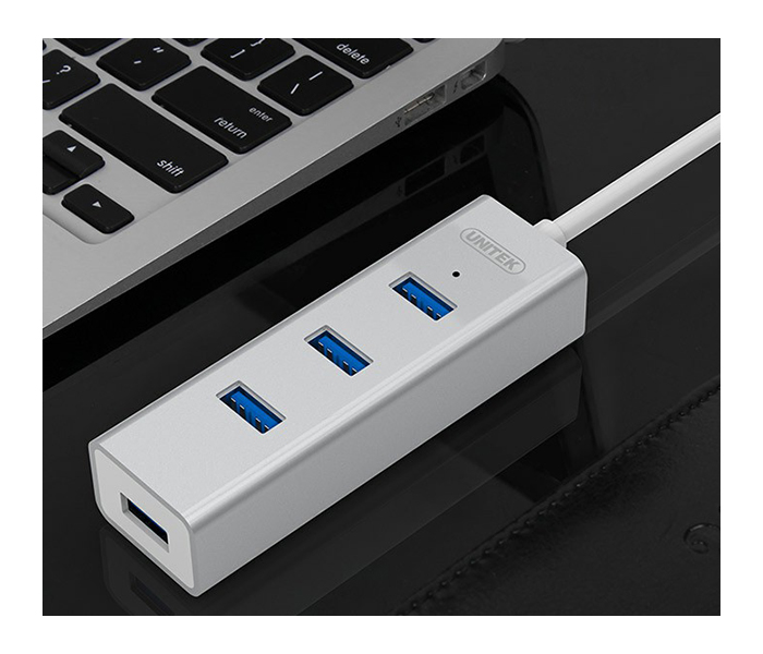 Unitek Y-3082B USB3.0 4-Port Aluminium Hub with With USB Type-C Adaptor - Grey - Zoom Image 3