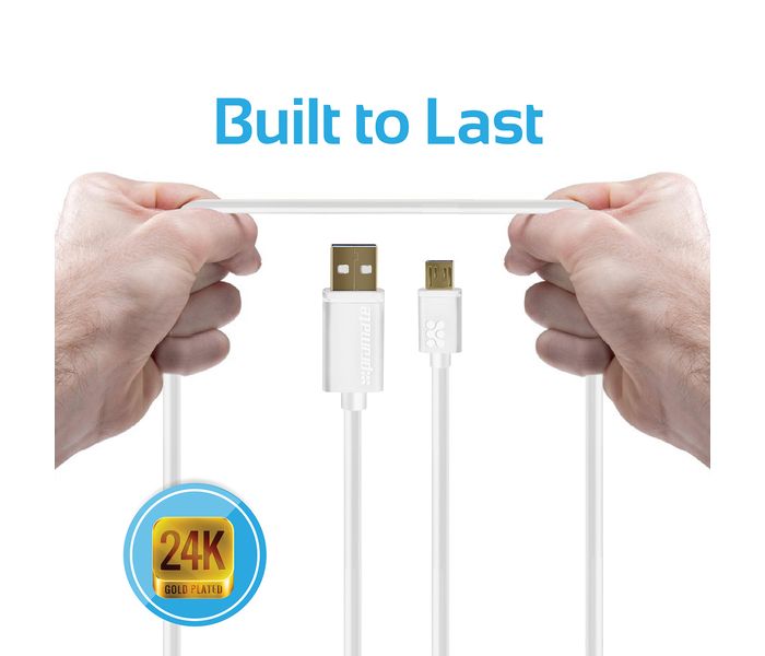 Promate LinkMate-U2L Premium Hi-Speed Micro-USB 2.0 Cable - White - Zoom Image 1