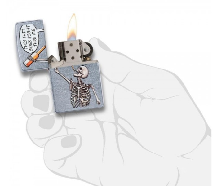 Zippo 29613 207 Drinking Skeleton Design Lighter Silver - Zoom Image 2