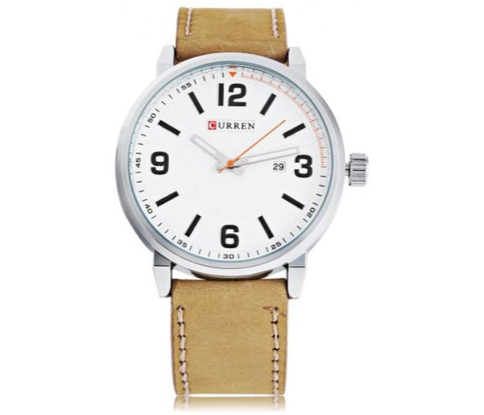 Curren 8218 Quartz Watch For Men Beige And White - Zoom Image 2