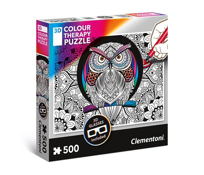 Clementoni 35050 3D Colour Therapy Owl Adult Puzzle - 500 Pieces - Zoom Image 3