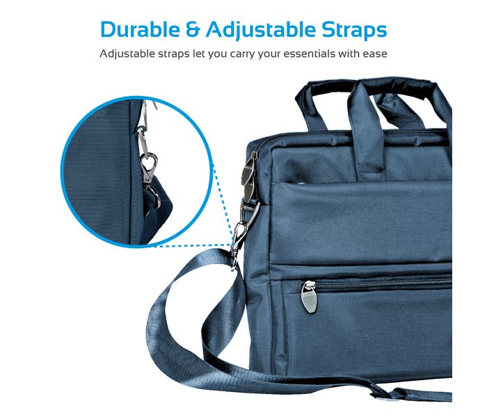 Promate Apollo-MB 15.6 inch Messenger Bag with Multiple Storage Pocket, Blue - Zoom Image 3