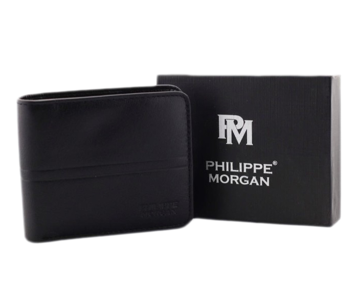 Philippe Morgan PM005 Men Leather Bifold Wallet Black - Zoom Image 2