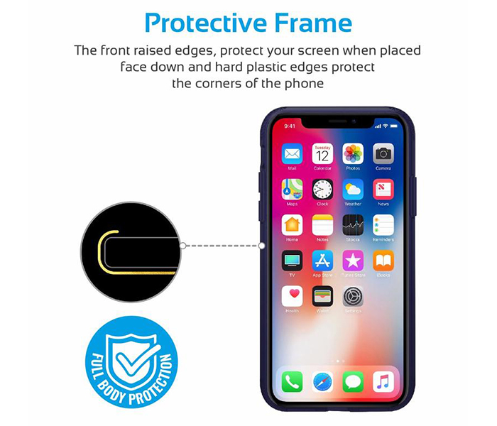 Promate NEO-X Anti-Slip Scratch Resistant Dual Layer Protective Case for iPhone X - Navy - Zoom Image 2