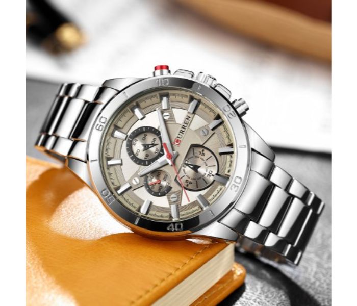 Curren 8275 Analog Business Watch For Men Silver and Grey - Zoom Image 2