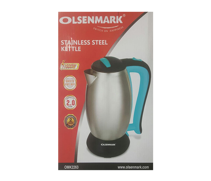 Olsenmark OMK2263 2.0L Cordless Stainless Steel Electric Kettle, Silver - Zoom Image 1