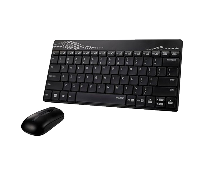 Rapoo 8000 MINI Combo Wireless Optical Mouse & Keyboard - Arabic, Black 12756 - Zoom Image 1