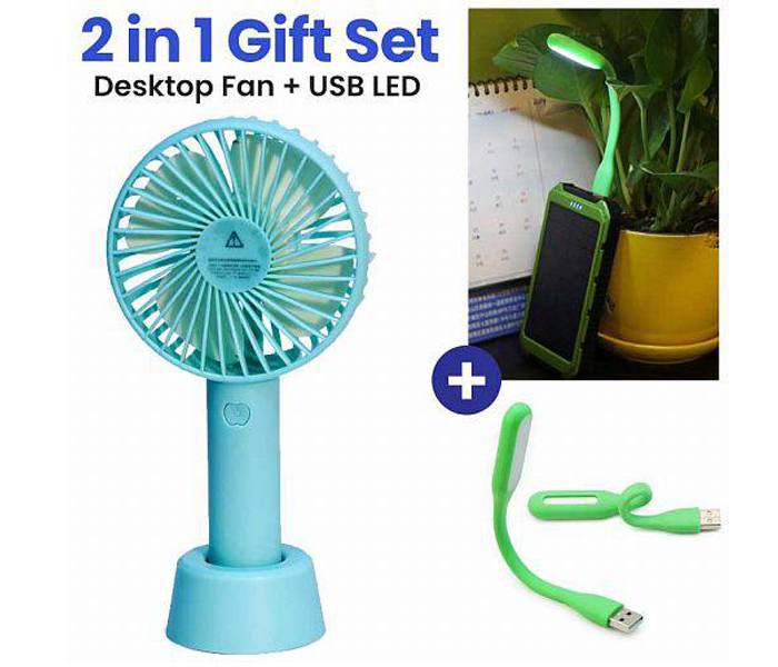 Ze 2 In 1 Gift Set - Rechargeable USB Mini Handheld & Desktop Fan + Flexible USB Led Light - Zoom Image 1