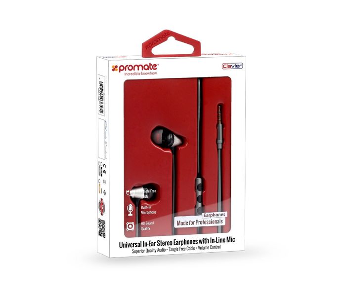 Promate Clavier Universal In-Ear Stereo Earphones with In-Line Mic, Grey - Zoom Image 5