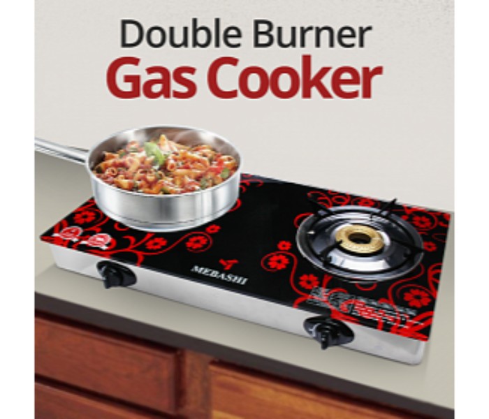 Mebashi ME-GS1002G Double Burner Glass Body Gas Cooker Black - Zoom Image 3