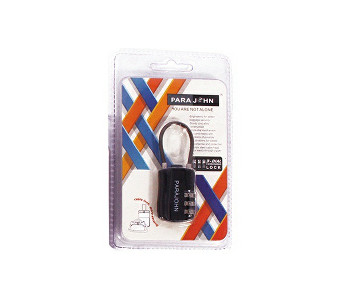 Para John PJCL9903 3-Dial Combination Lock - Black - Zoom Image