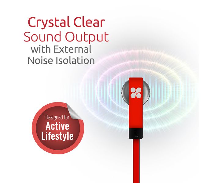 Promate Swish Universal Trendy Stereo Earphone with Noise Isolation, Red - Zoom Image 1