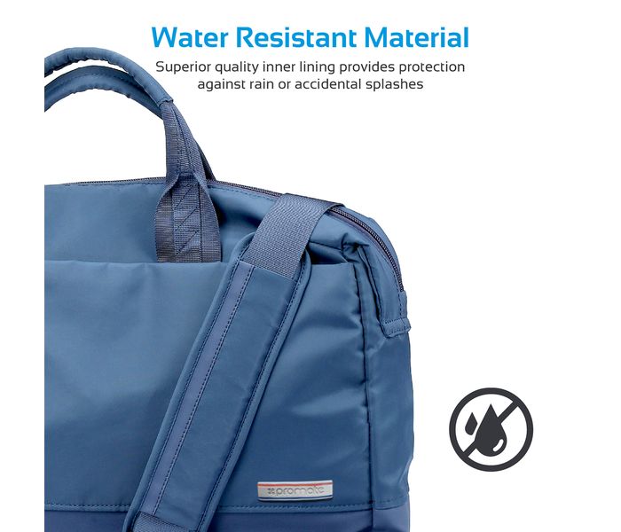 Promate Router-MB 15.6 inch High-Quality Professional Messenger Bag with Adjustable Soft Padded Strap, Blue - Zoom Image 4