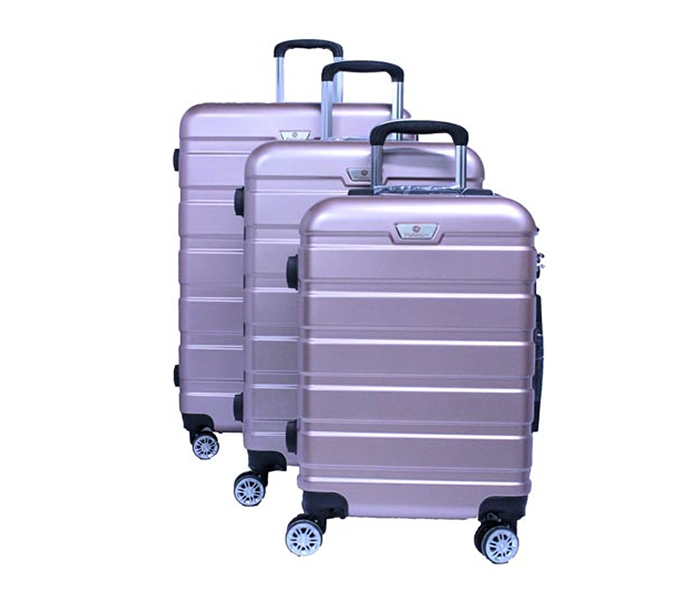 Platinum RA8728 4 Wheels Unbreakable Hard Travel Trolley Bag Set of 3 Pieces - Pink - Zoom Image