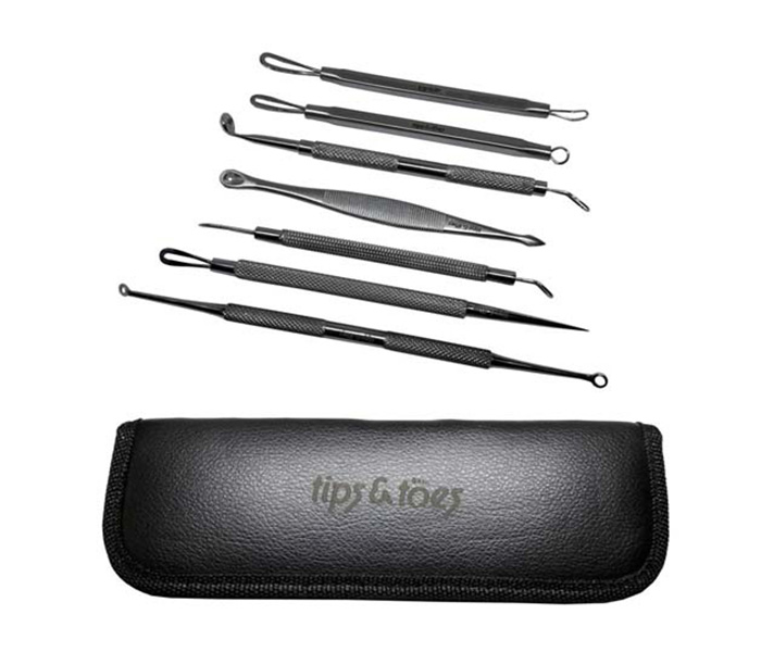 Tips & Toes TT-276 Stainless Steel Blackhead & Whitehead Popping Pimple Remover Acne Extractor Tools Grooming Kit - 7 Pieces - Zoom Image 3