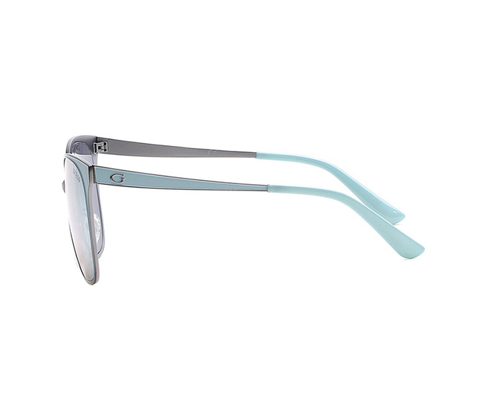 Guess GU7458 09C Rectangular Turquoise Frame & Silver Mirror Mirrored Sunglasses for Women - Zoom Image 2