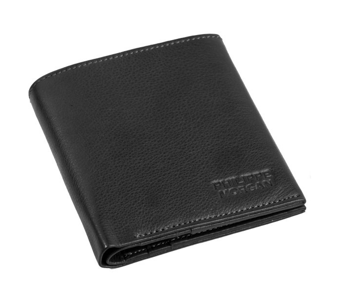 Philippe Morgan GW638 Men Leather Bifold Wallet Black - Zoom Image