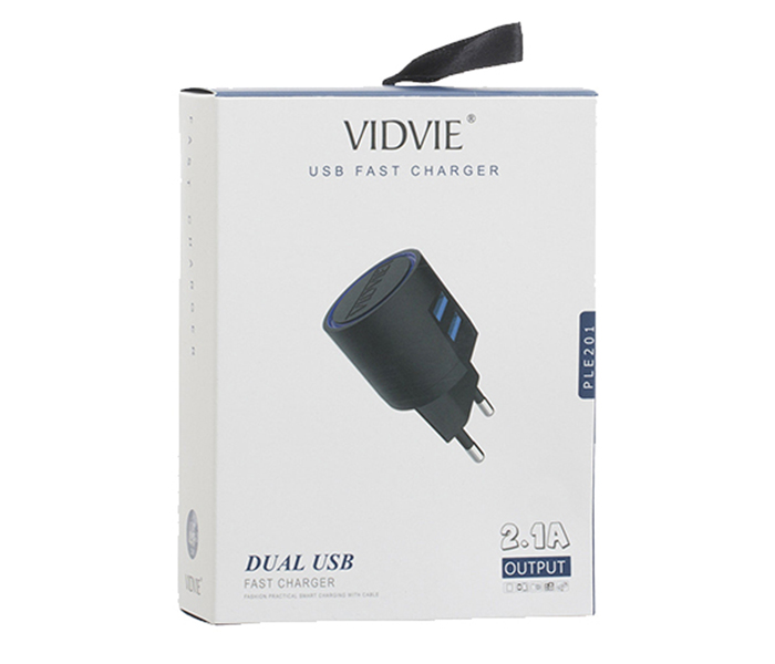 Vidvie PLE-201 2.1A 2 Pin Adapter with Micro Cable for Smartphone - 1 Meter, Black - Zoom Image 3