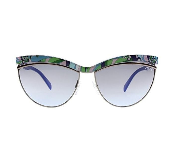 Emilio Pucci EP 10 89W Cat Eye Blue & Multi Colour Frame and Grey Gradiant Mirrored Sunglasses for Women - Zoom Image 1