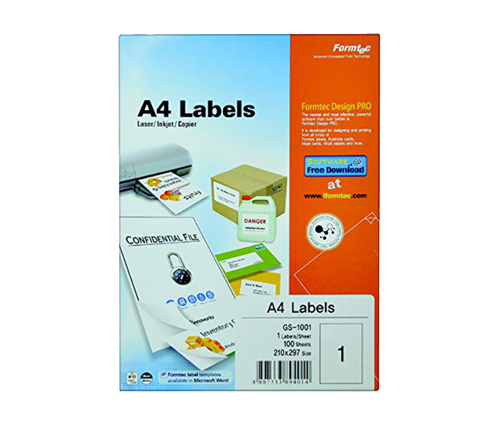 Formtec FT-GS-1116 A4 Size 66 Label - 100 Sheets, White - Zoom Image