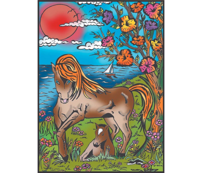 Color Velvet M111 Cavalli Horses Coloring System Multi Color - Zoom Image