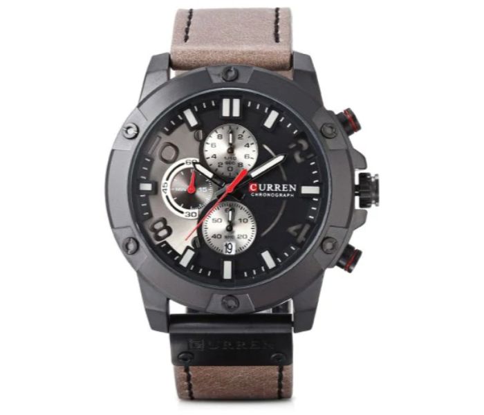 Curren 8285 Six Pin Sports Quartz Watch For Men Coffee and Black - Zoom Image 2