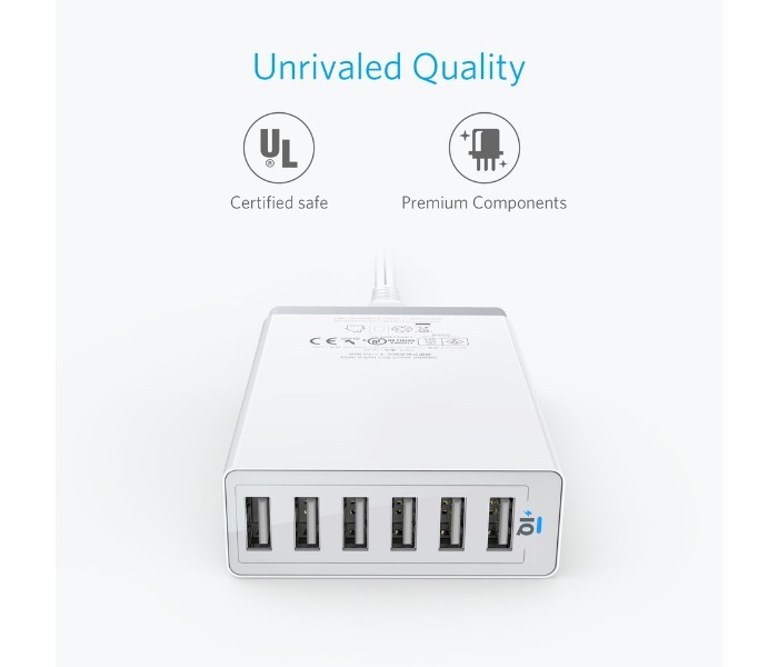 Anker A2123 Powerport 60 W 6 Port USB Charger White - Zoom Image 3