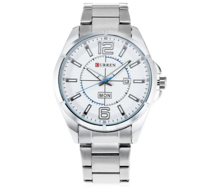 Curren 8271 Analog Quartz Watch For Men Silver and White - Zoom Image 2