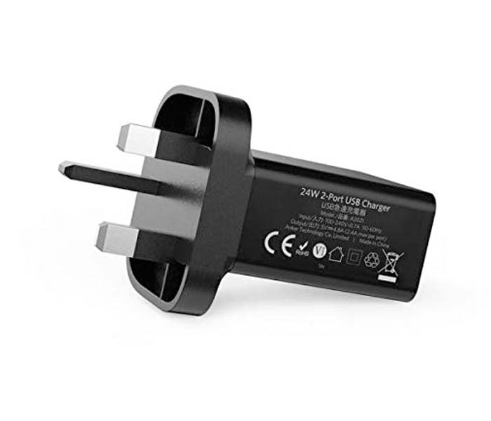 Anker A2021K11 24W 2-Port USB Wall Charger - UK, Black - Zoom Image 3