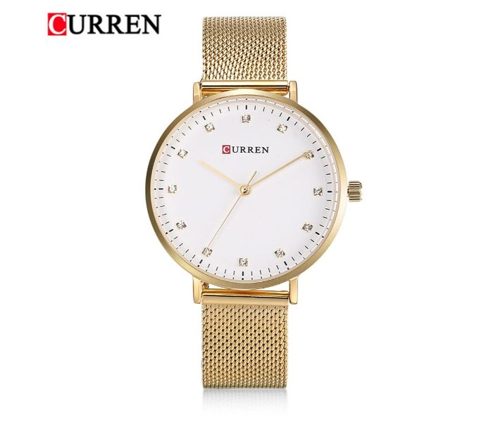 Curren 9023 Stainless Steel Analog Quartz Watch For Women Gold and White - Zoom Image 4