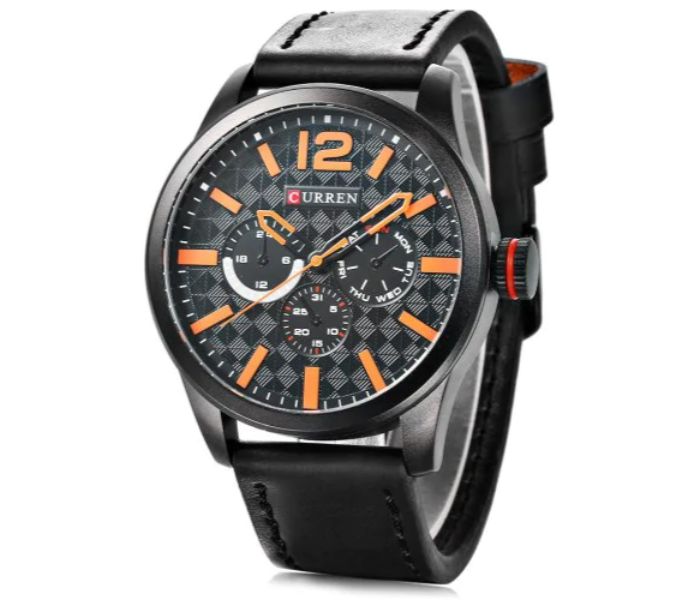 Curren 8247 Analog Quartz Watch For Men Orange And Black - Zoom Image