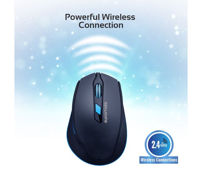 Promate Clix-6 Ergonomically Designed 2.4GHz Wireless Mouse, Blue - Zoom Image 2