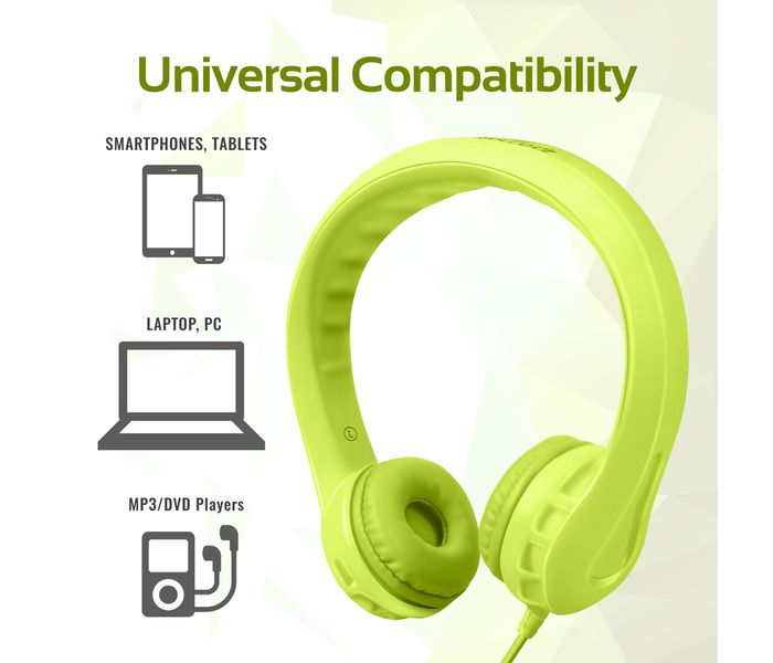 Promate Flexure Super Flexible Lightweight Kids-Safe Foam Headset, Green - Zoom Image 6